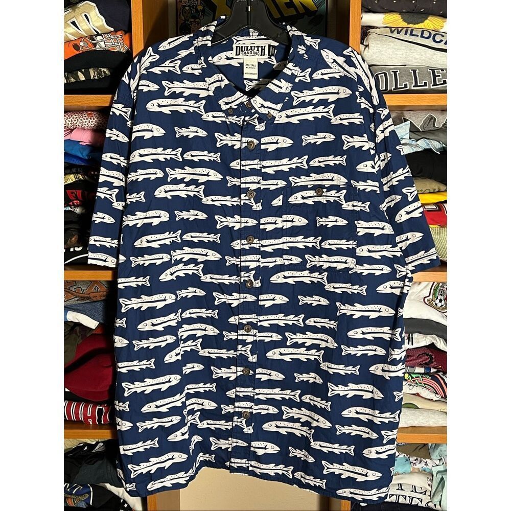 Duluth Trading Co Men's Untucked Fish Relaxed Fit Short Sleeve Shirt 2XLT